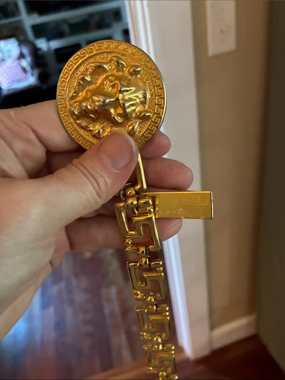 Vintage 80s The Limited Gold-Tone Lion Decorative Long Chain Belt